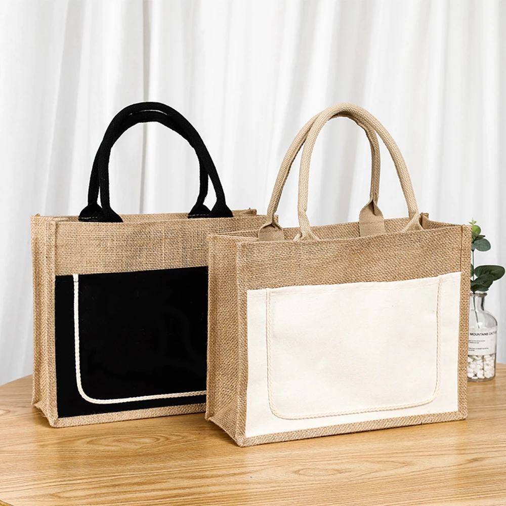 Ecofriendly Pe Coating Lamination Burlap Shopper Bag Reusable Shopping