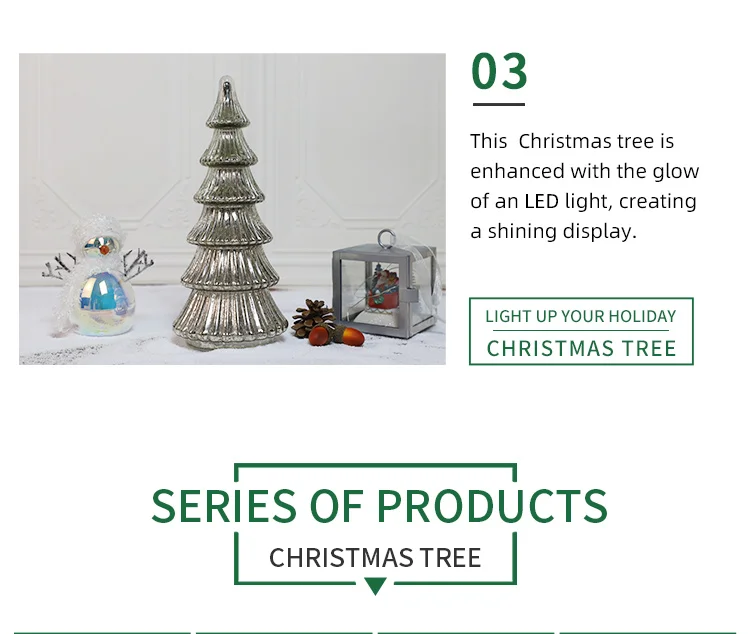 Wholesale Christmas holiday season led lighting up table ornament hand blown glass christmas tree for home supplier