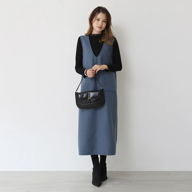 Woolen Vest Women S Winter New Medium Length Vest Skirt Bottomed Dress One Piece Buy White Side Slit Knit Women Sweater Square Neck Long Sleeve Sweater New Women S Autumn Fashion Clothes 21 Product On