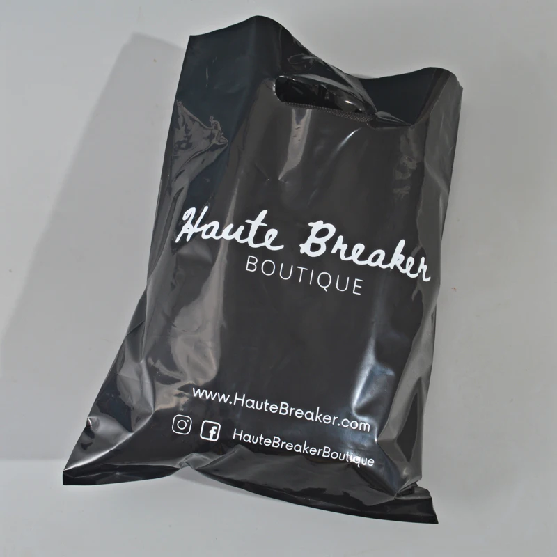 Custom 912 Merchandise Glossy Plastic Bags With Logo Poly Bag Handle