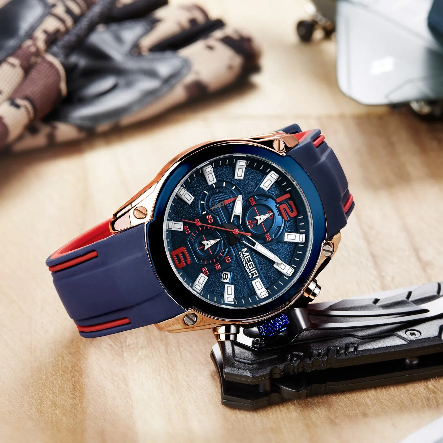 Jam Tangan Megir 2063 Original Brand Luxury Chronograph Quartz