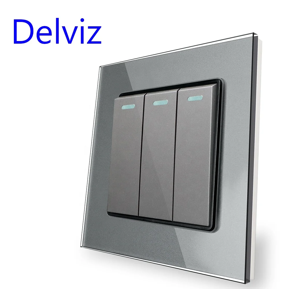 Delviz Toughened Crystal Switch Panel,Ac 110v~250v Square 16a Power ...