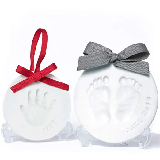 Baby Hand Foot Print Imprint Air Drying Clay Casting Kit Ornament Good Born Gift 