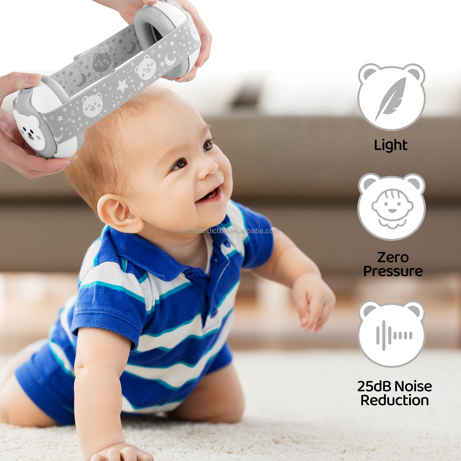 036 Months Baby Earmuffs 25db Noise Reduction Rating Infant Kids