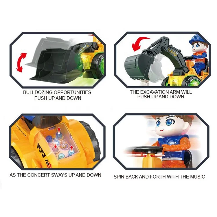 Simulation Electric Engineering Vehicle Model Toy Excavators Universal Wheels Construction Truck Series with Light and Music