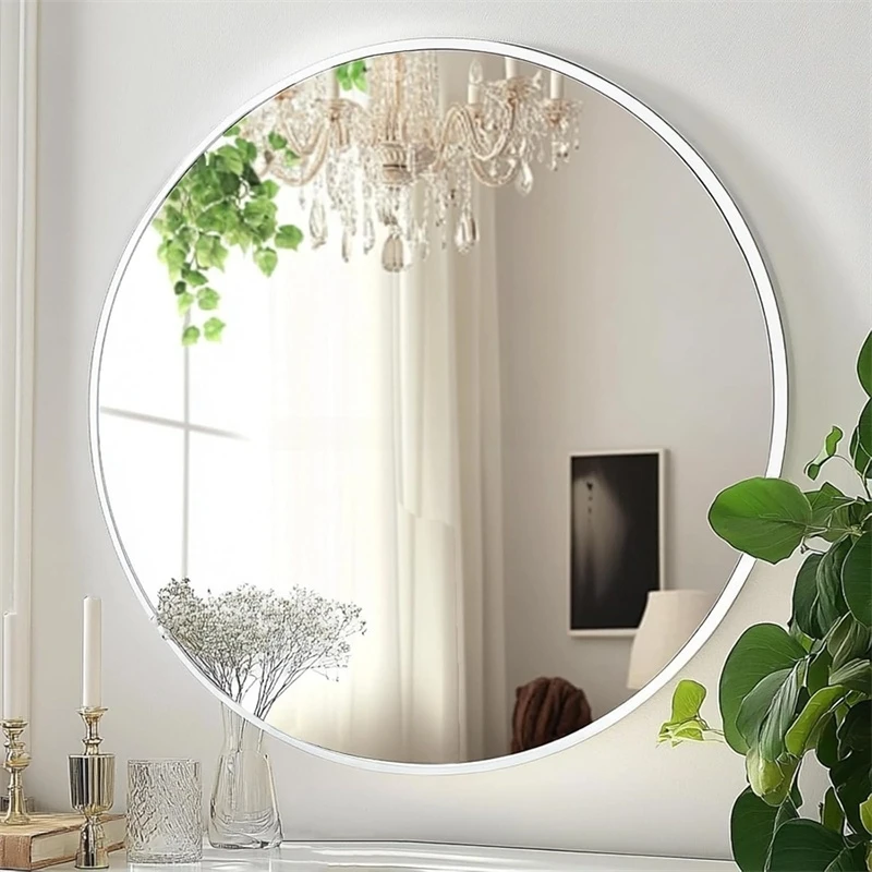 product wholesale decorative aluminum alloy circle mirror large wall gold black metal framed round mirror-2