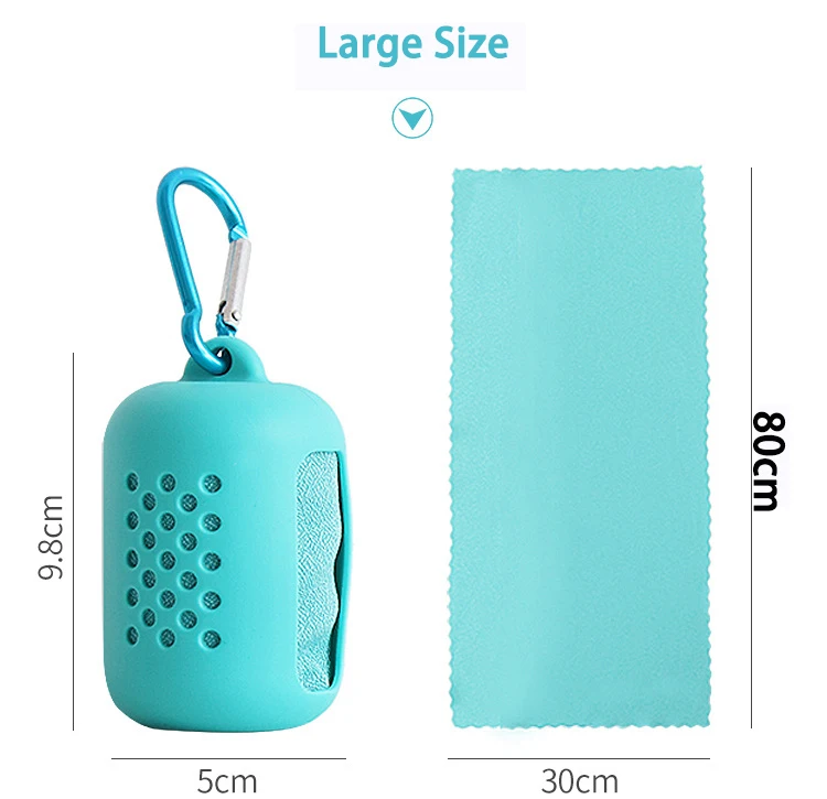 Quick Dry Travel Sport Gym Magic Instant Ice Microfiber Cooling Towel With Silicone case manufacture