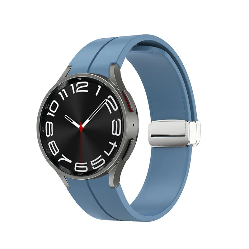 Magnetic Buckles One Color Silicone Smart Watch Strap Press Button Connector for Samsung Watch 6 Watch Bands