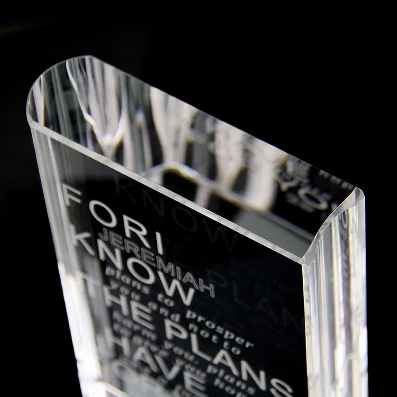 Custom Simple Design Clear Crystal Book Shape Trophy Award Glass Plaque for Quiz Debate Competition Trophy Souvenirs