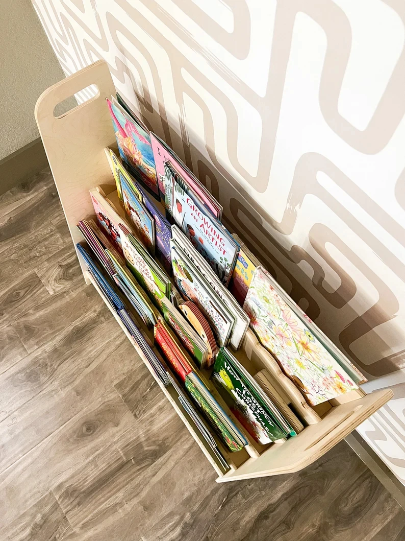 Bibliothèque Festonnée Montessori En Bois Pour Enfant - Étagère Jouets Et Livres 40x40x27,6 Cm - Chambre Salle De Jeux