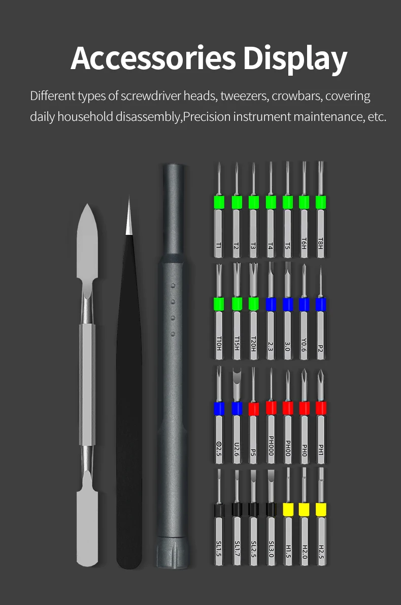 New Design 31 in 1 Aluminum Handle for Mobile Phone Repair Tools Kit Precision Mini Screwdriver Set