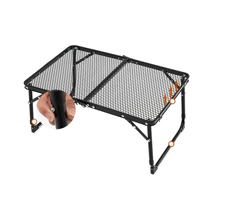 Outdoor Foldable Table Lightweight Iron Mesh Camp  For Camping Folding Picnic Table