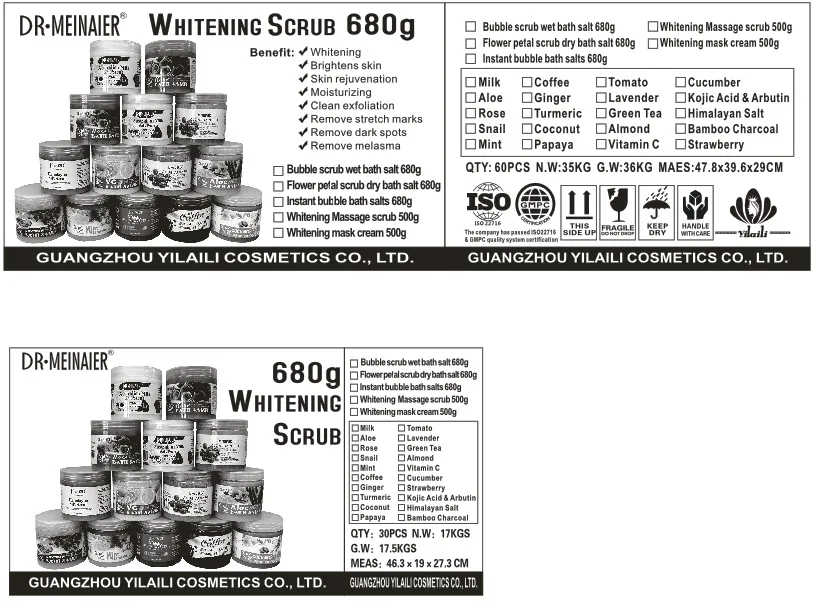 Gommage corporel super blanchissant au sel, crème de douche à la vitamine C, éclaircissant, nettoyant visage, exfoliant, soin de la peau, taches brunes