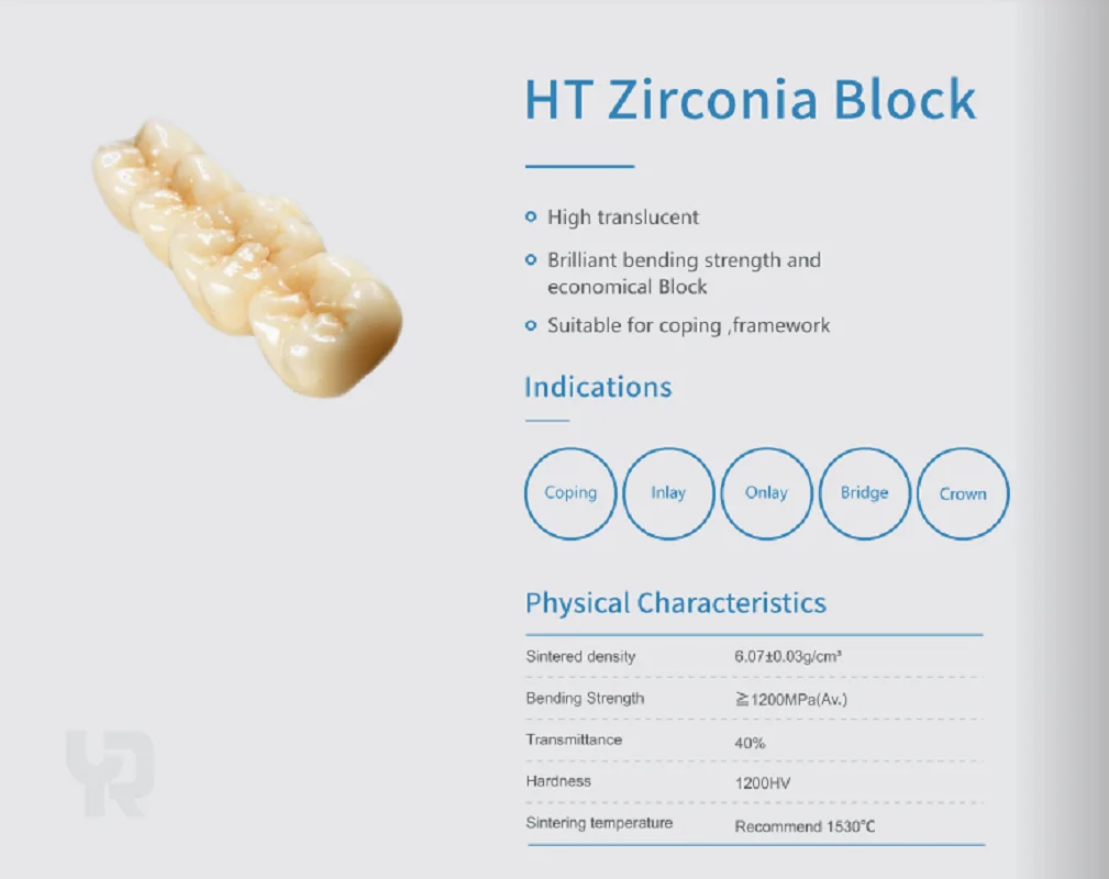 YUCERA 98mm HT High Translucent Cad Cam Dental Materials Manufacturer Dental Lab Consumables Zirconia Block Factory Price