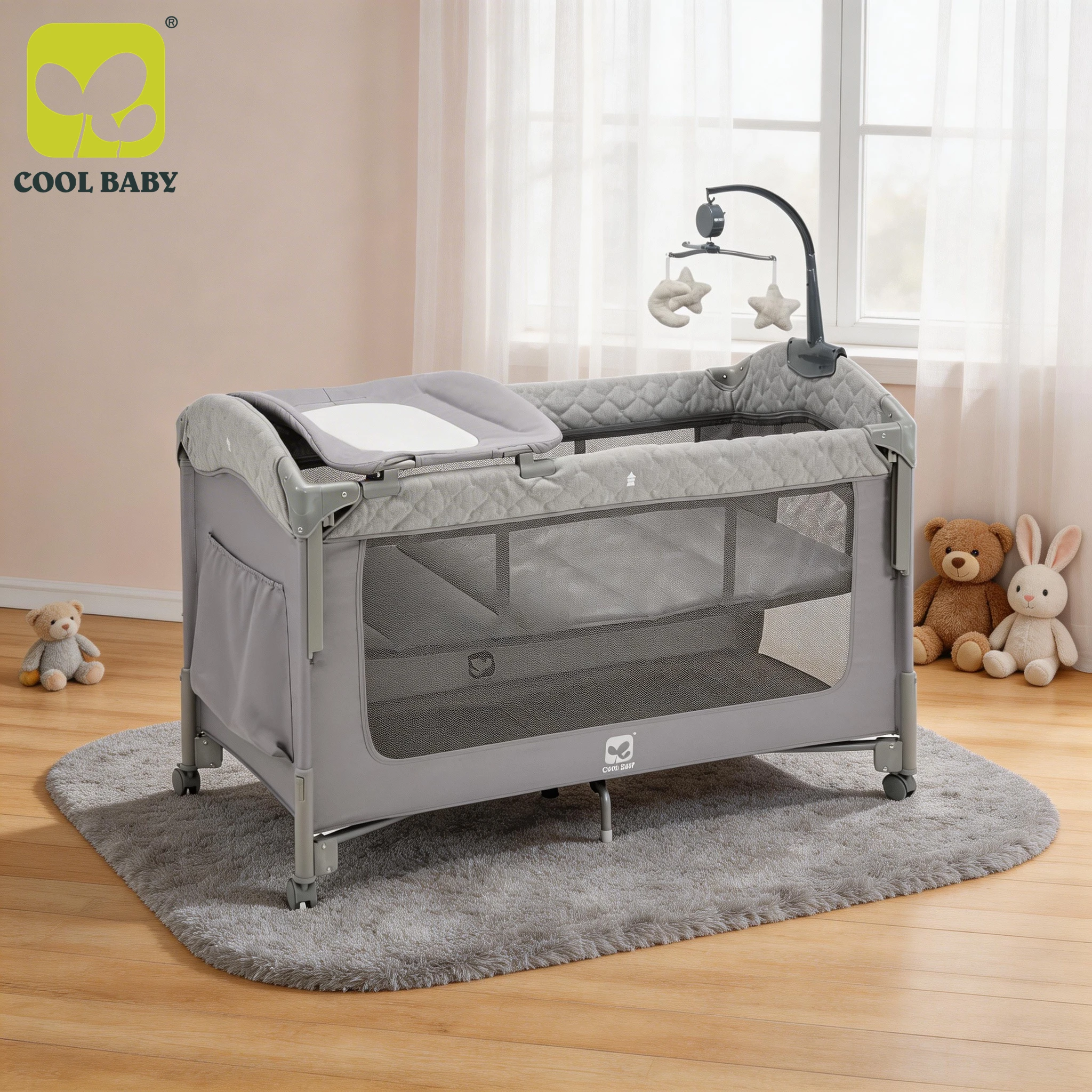 product kdd101 cool baby manufacturer newest design baby playpen baby travel cot baby crib with three height adjustment for baby-1