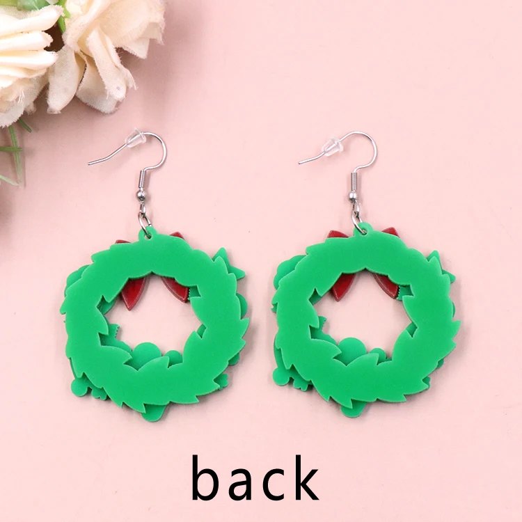 MD141ER2142 1pair New product CN Drop wreath TRENDY christmas Acrylic earrings Jewelry for women details