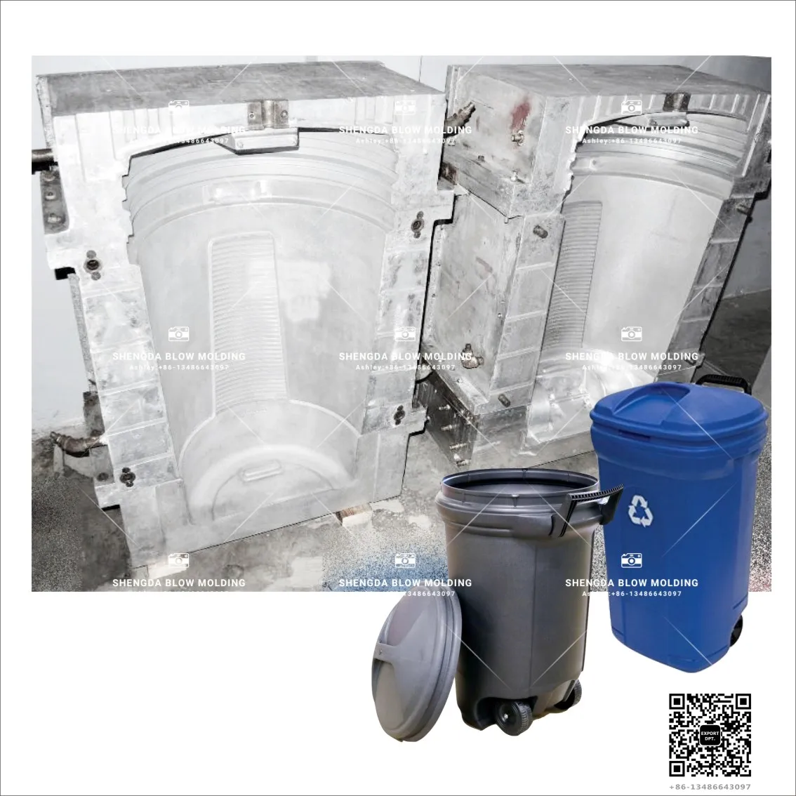 HDPE Plastic Blow Waste Bin Can Mould Blowing Trash Can Mould Garbage Bin Blowing Mold Waste Bin Can