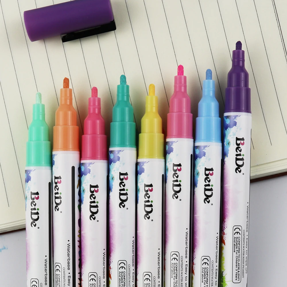 8 color Highlighter Liquid Chalk Marker Pens for School Art Painting 8  Colors Round&Chisel Tip 3mm 6mm free shipping