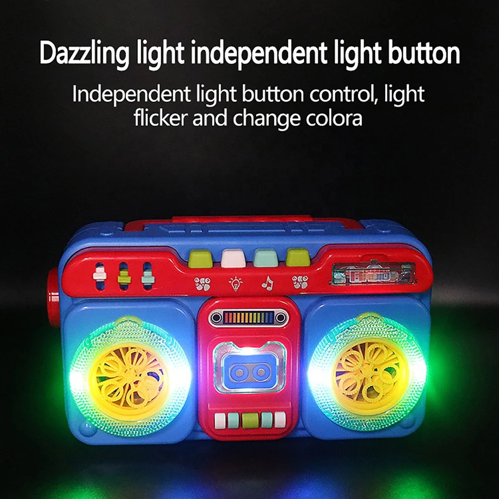 New Trending Toys Bubble Machine Radio Design Automatic Bubble Blower for Kids Summer Outdoor Playing Bubble with Music Light