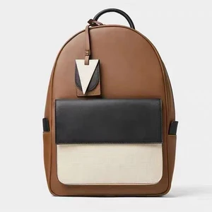 Wholesale Luxury PU Leather Brown Mens Laptop Backpack School Bag Back Pack for Men