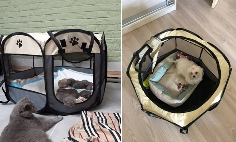 Portable Folding Pet Tent Dog House Octagonal Cage For Cat Tent Playpen Puppy Kennel Easy Operation Fence Outdoor Big Dogs House supplier