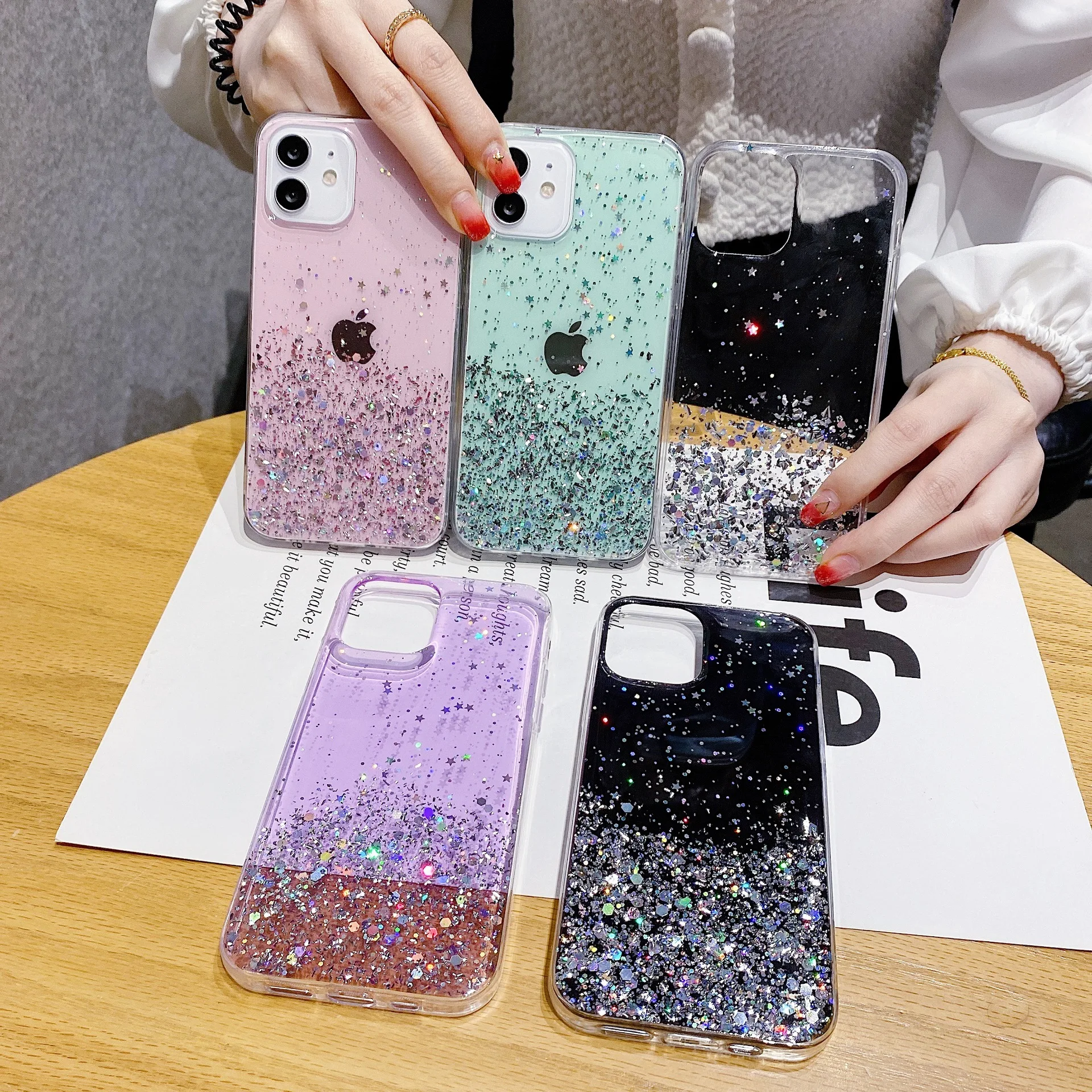 Tfshining Glitter Moon Star Bling Soft Phone Cases For Iphone X Xr