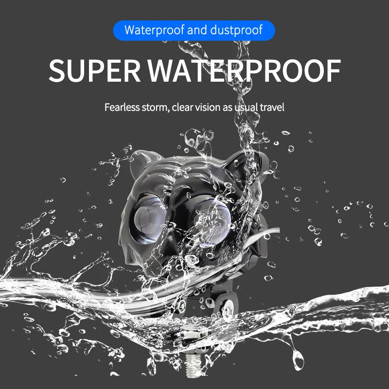 Оптовая Продажа с фабрики тигровый дизайн прожектор для мотоцикла двухцветная фара велосипеда вспомогательная Светодиодная