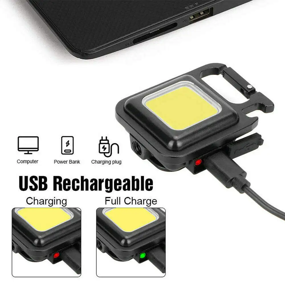 Mini Keychain Lights COB Keychain Work Light Key Chain Flashlights Led Mini USB Rechargeable Light