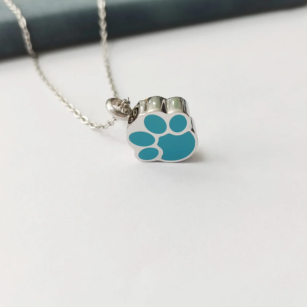 Cremation jewelry stainless steel urn cat paw urn necklace cat and dog ashes memorial pet urn pendant mini souvenir urn pendant