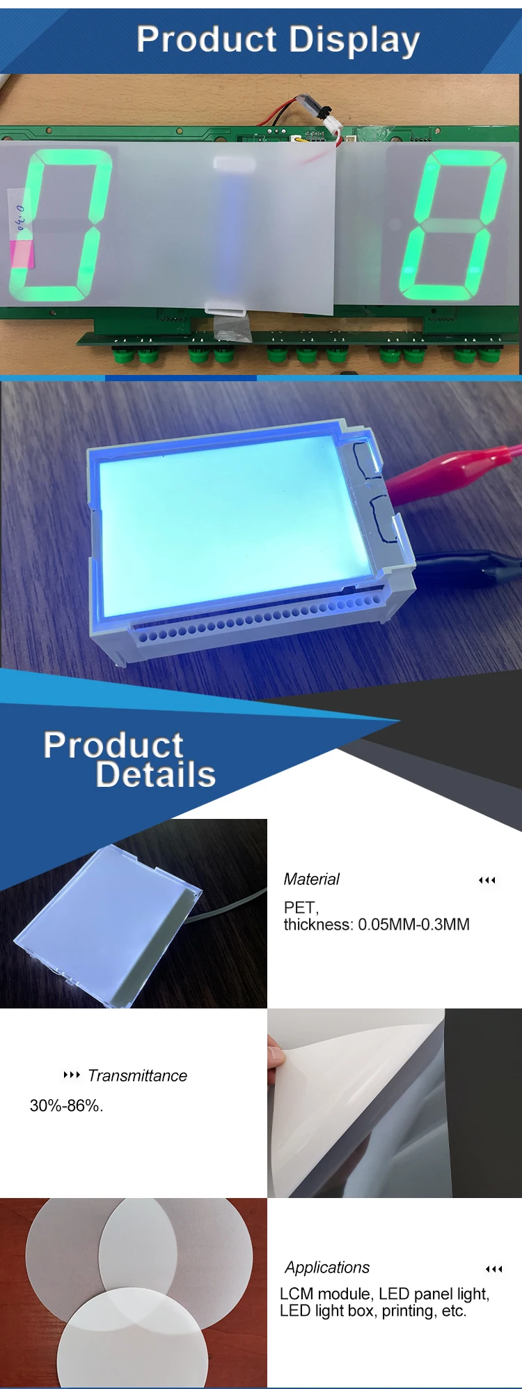 Gy Led Light Diffuser Sheet Transparent Lcd Display Film With 0.125mm ...