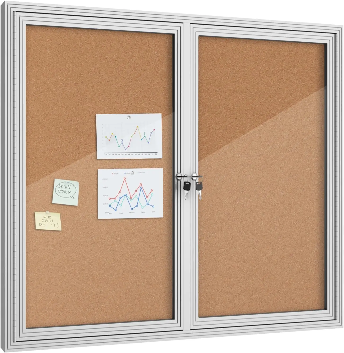 Enclosed Bulletin Boards Lockable Noticeboard Displays Cork Boards Wall with Locking Door, Outdoor  Windproof for School manufacture