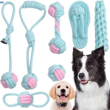 Woven Linen Dog Chew Toy Interactive Decompression Toy for Grinding Teeth Polyester Cotton Gnawing Ball for Pet Dogs