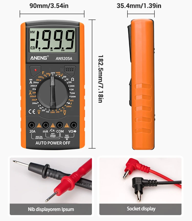 Best High Quality Digital Diode Triode Buzzer AC DC Test Meter Multimeter