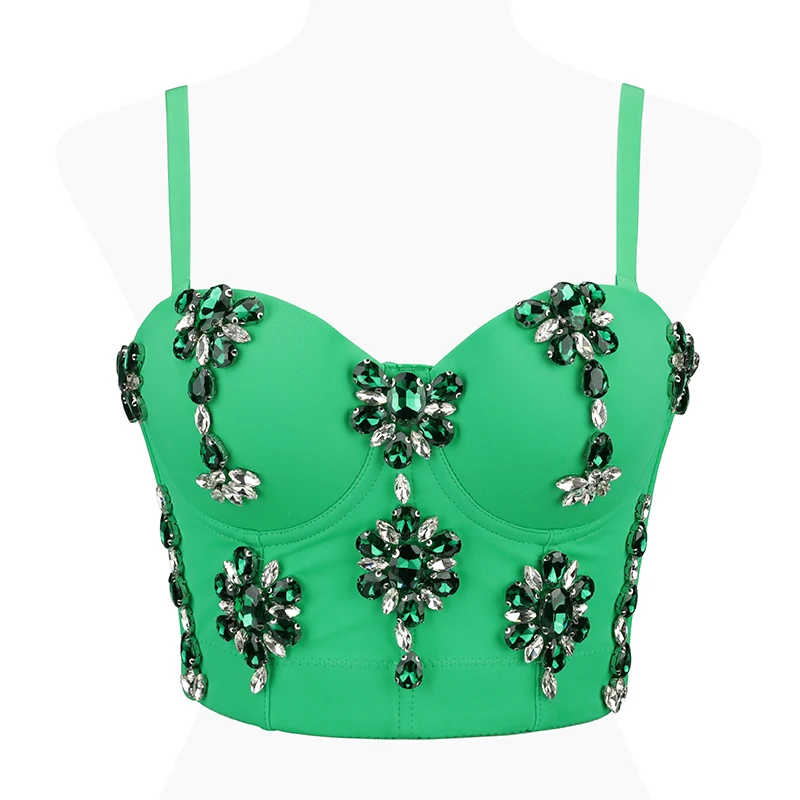 Ready to Ship Short Style Corset Jewellery Decor Big Boob Tube Top Body Shaper Bustier Top Night Club Wear