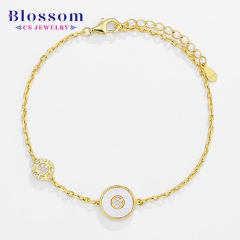 Blossom CS Jewelry Wholesale Trendy 18k Gold Plated 925 Sterling Silver Lucky Gift Minimalist Charm Bracelet Jewelry For Women