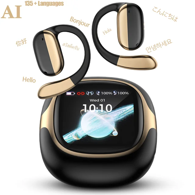 Ai Translator Earbuds Supports Real-time Translation 135 Languages Touch-screen AI Headset Has 98% Accuracy [free Translation]