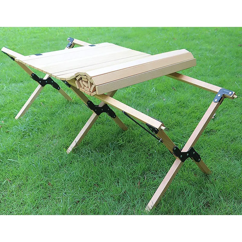 
Factory wholesale Camping Table Folding Egg Roll Wooden Table 30kg Bearing Triangle Stable Garden Travel Hiking BBQ Accessories 