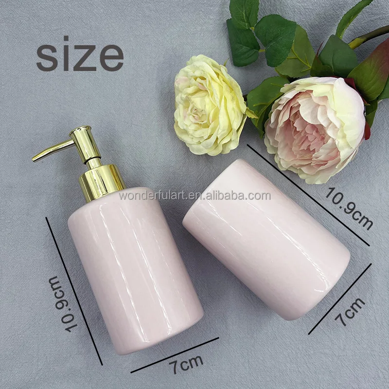 Fall resistant environment-friendly and non-toxic luxury ceramic toilet bath bathroom accessories set tooth cup lotion dispenser