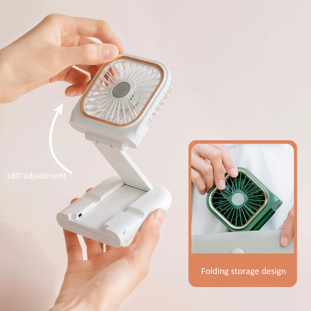 Multifunction 2023 Mini Portable Sublimation Rechargeable Collapsible Fan Foldable Stand Electric Neck Fan 3000mAh