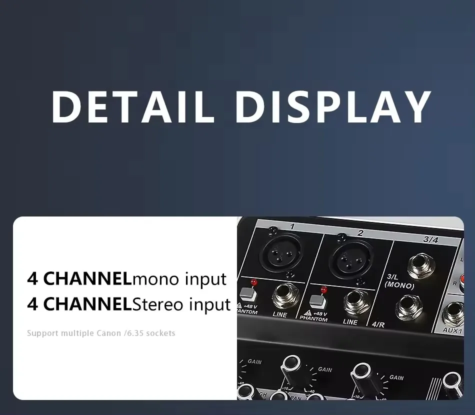 Professional 8 Channel Sound Audio Console  DSP Effector Stage Controller Dj Mixer for Show