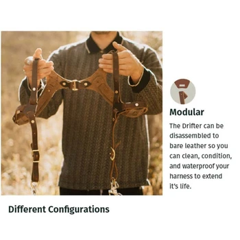High Quality Quick Release Anti-Slip Dual Shoulder Leather Harness Camera Strap With Metal Hook for SLR / DSLR Cameras detail image