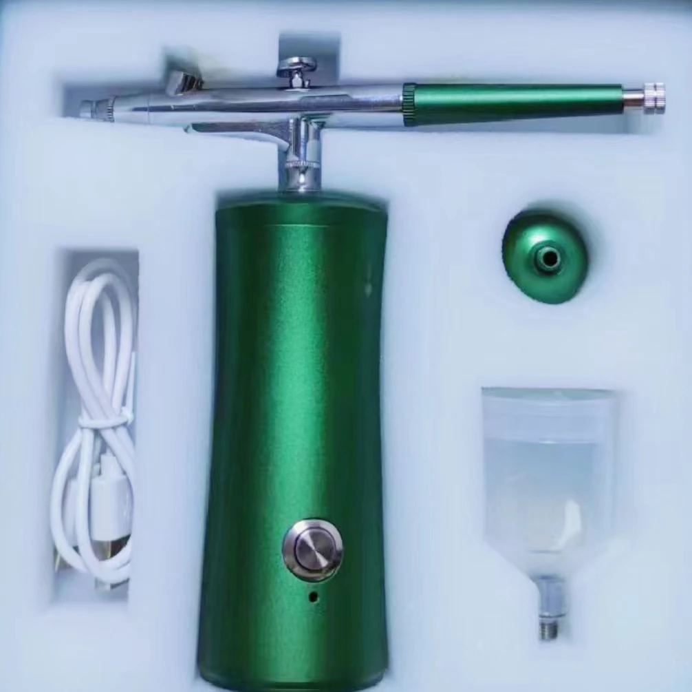 Pakiss Cake Rechargeable Spray Gun Airbrush Compressor Kit Professional Water Oxygen Injector