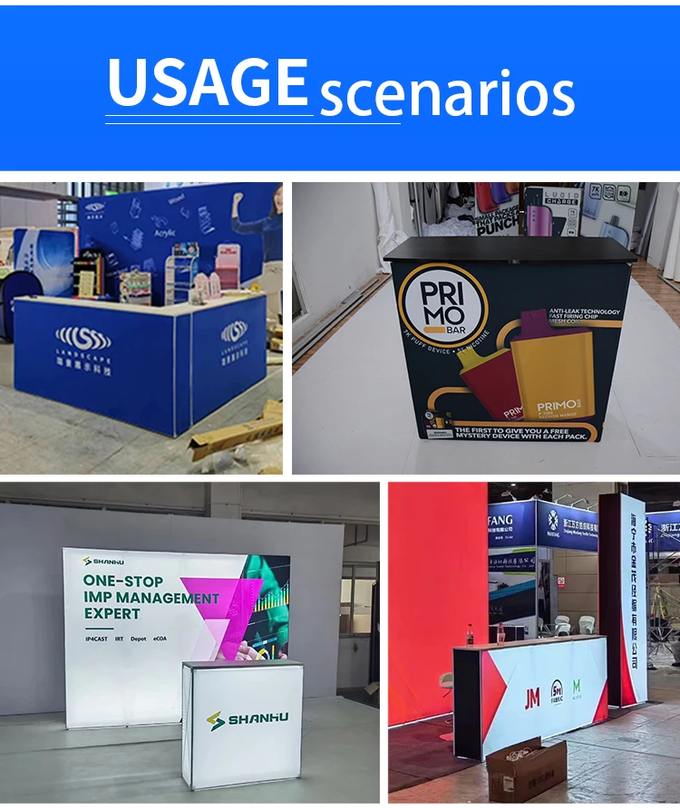 Customized Hot Sale Portable Advertising Counter Promotion Pop Up Table Stand For Trad Show LED Reception Desk