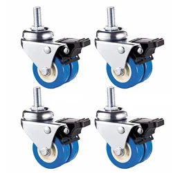 Industrial factory stainless double wheel blue PVC castor swivel plate double caster wheel NO 5