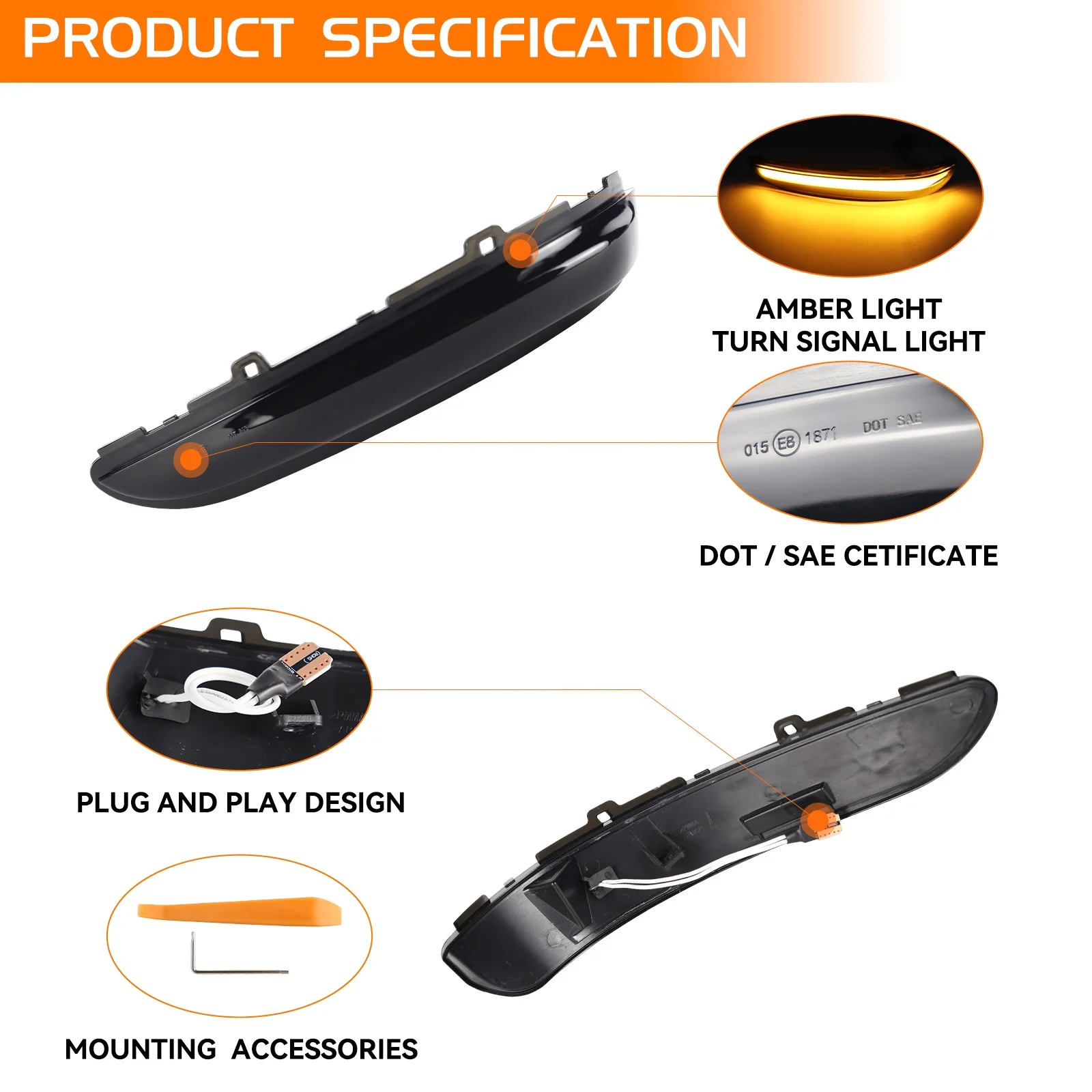 208 LED Mirror Side Indicator Sequential Turn Signals Lights for Peugeot 208 2008 Citroen C3 C4 Rearview Dynamic Blinker Lamps