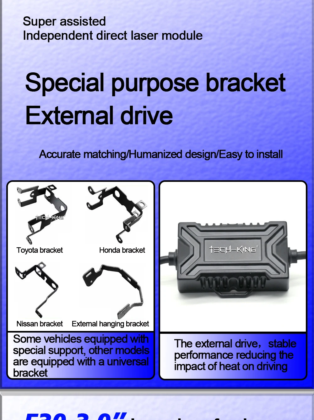 TECH-KING Universal 3inch 136W Bi LED projector lens fog lights Retrofit kit For Toyota For Nissan For Honda laser fog light