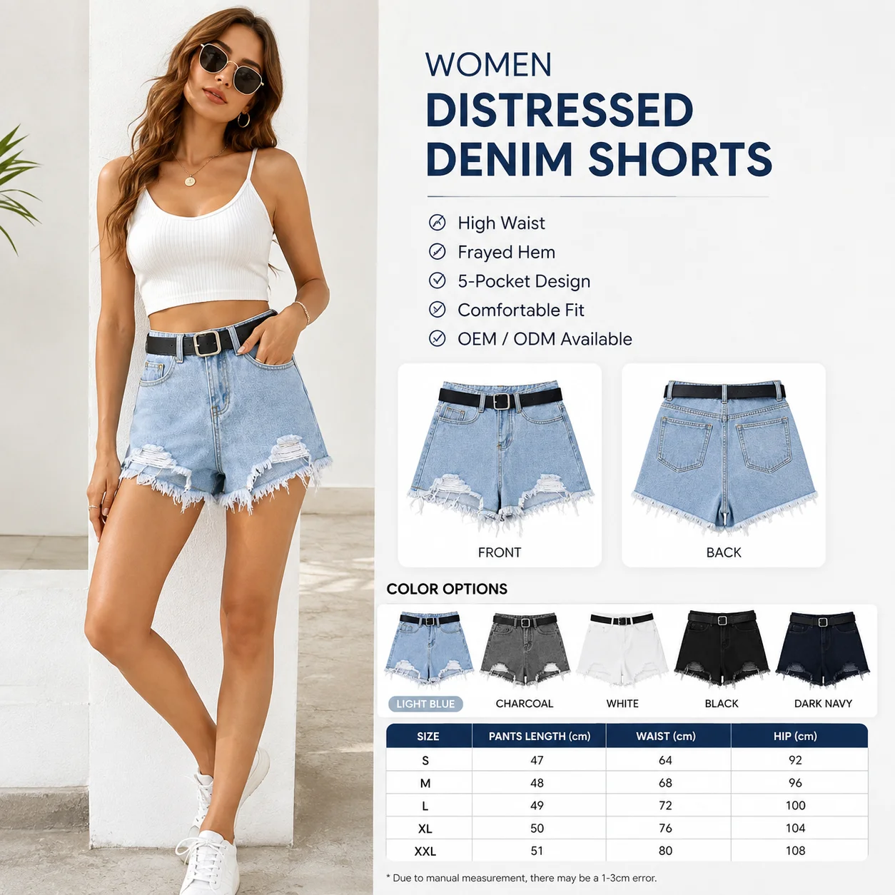 Summer Women's Denim Shorts Thin Style Trendy 2022 New High-waist Plus Size Slimming Ripped Wide-leg A-line Hot Pants Vintage