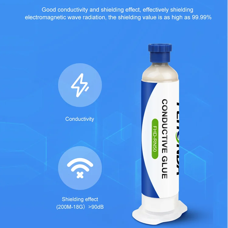 Electrically Conductive Transfer Adhesive Ag/Ni 90dB Silver Conductive Epoxy Adhesive Glue Paste for Communication Equipment