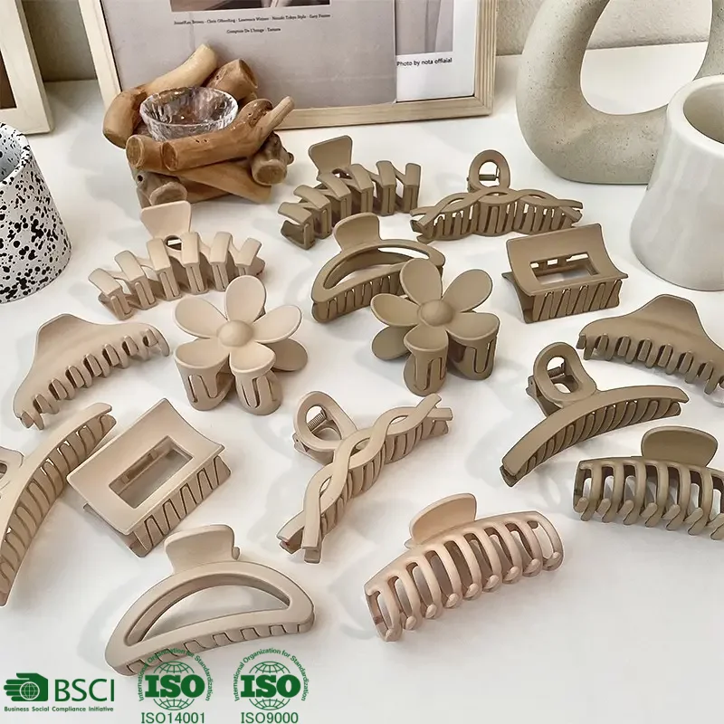 2023 бежевый цвет мокко геометрический Лидер продаж заколки для волос дешевые