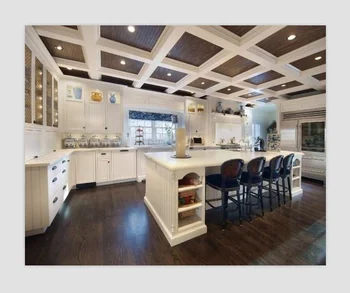 Modern Custom Made Solid Wood White Color Painting Kitchen Cabinets Cupboards Pantrys with Island